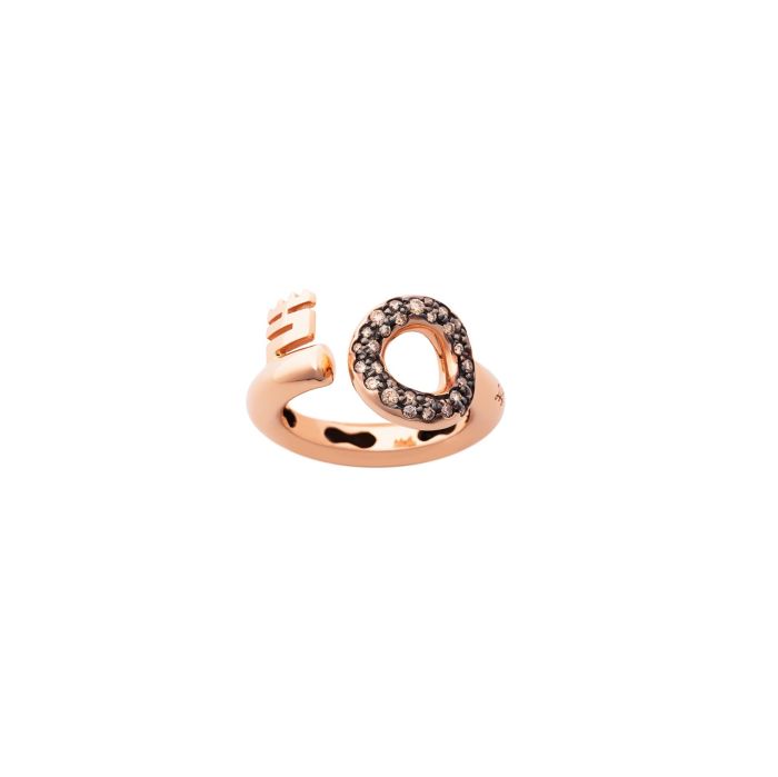 LA MARGINEDA MEDIEVAL JEWELS PINK GOLD RING WITH BROWN DIAMONDS