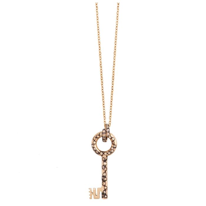 LA MARGINEDA MEDIEVAL JEWELS PINK GOLD NECKLACE WITH BROWN DIAMONDS