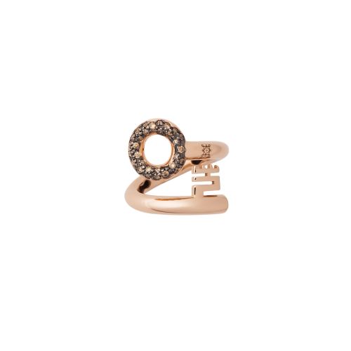 LA MARGINEDA MEDIEVAL JEWELS PINK GOLD RING WITH BROWN DIAMONDS