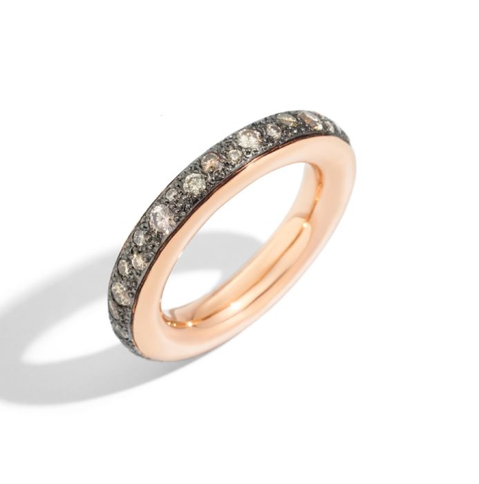 POMELLATO ICONICA ANELLO ORO ROSA DIAMANTI BROWN