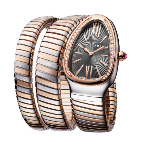 BULGARI SERPENTI TUBOGAS 35MM PINK GOLD DIAMONDS