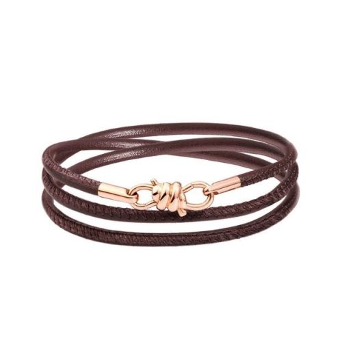 DODO NODO BRACCIALE PELE MOKA & MOSCHETTONE ORO ROSATO