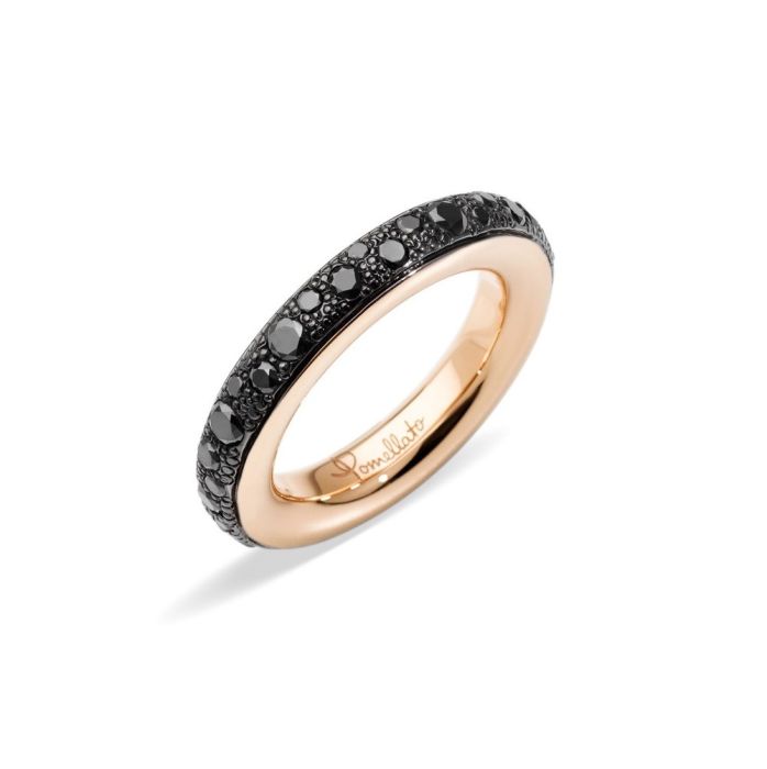 POMELLATO ICONICA ANELLO ORO ROSA DIAMANTI NERO