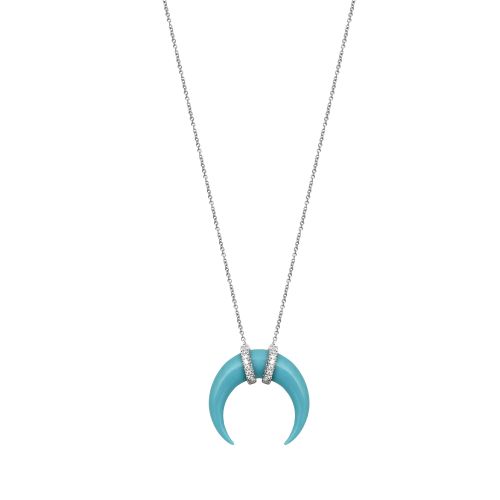 DJULA COLLIER CORNE TURQUOISE DIAMANTS