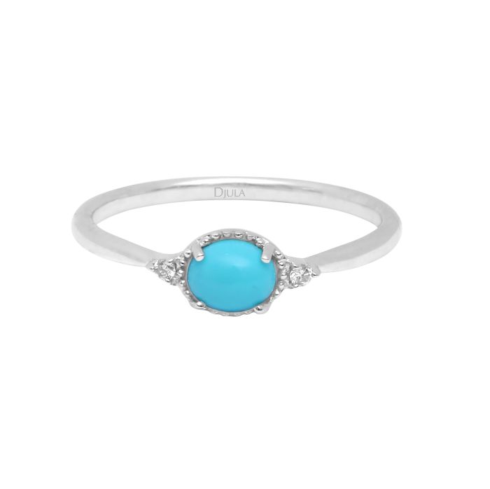 DJULA BAGUE SOLITAIRE TURQUOISE RONDE DIAMANTS