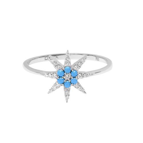 DJULA BAGUE PETIT SOLEIL TURQUOISE DIAMANTS