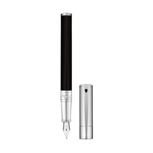 S.T DUPONT STYLO PLUME D-INITIAL NOIR & CHROME