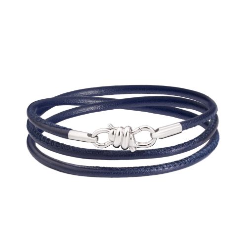 DODO NODO BRACCIALE PELE BLUE & ARGENTO