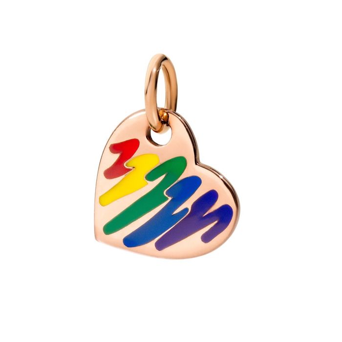 DODO CIONDOLO CUORE ORO ROSATO SMALTO RAINBOW