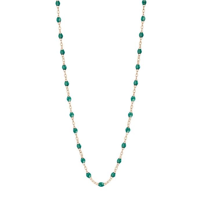 GIGI CLASSIQUE COLLIER OR ROSE VERT ÉMERAUDE 42CM