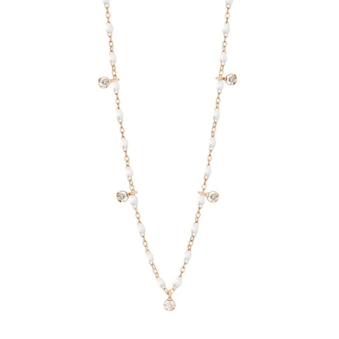 GIGI SUPRÊME COLLIER OR ROSE BLANCHE DIAMANTS 45CM