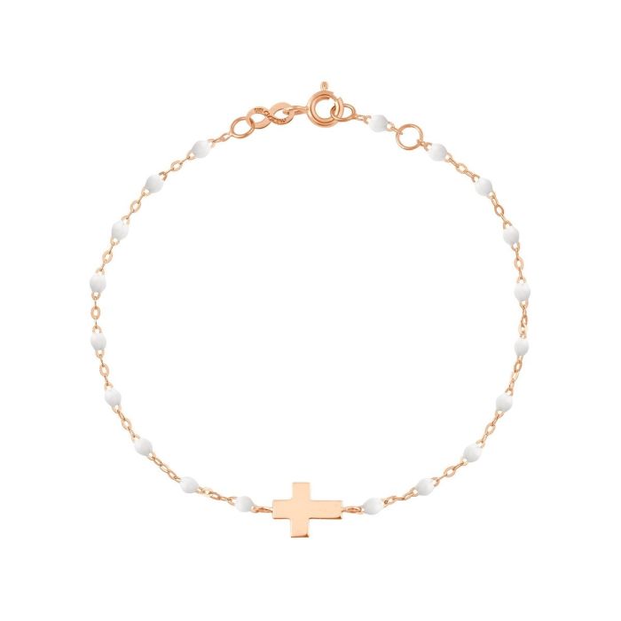 GIGI MADONE BRACELET OR ROSE CROIX BLANCHE 17CM