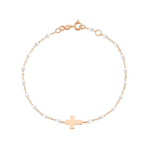 GIGI MADONE BRACELET OR ROSE CROIX BLANCHE 17CM