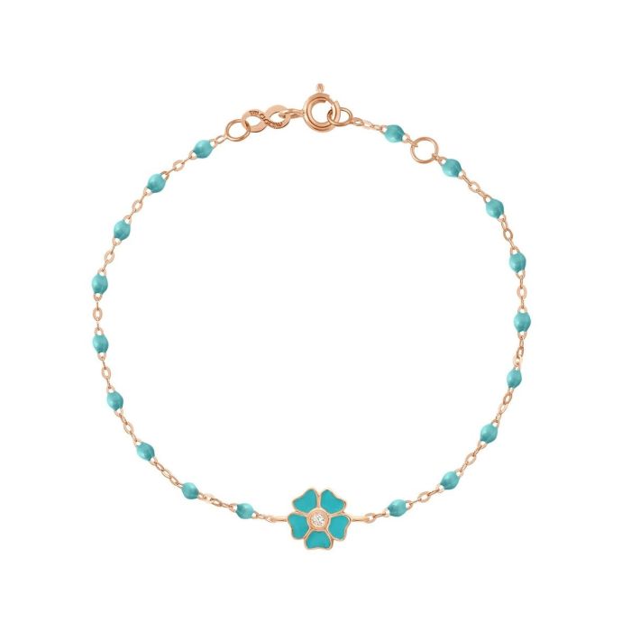 GIGI VOYAGE BRACELET OR ROSE FLEUR TURQUOISE DIAMANTS