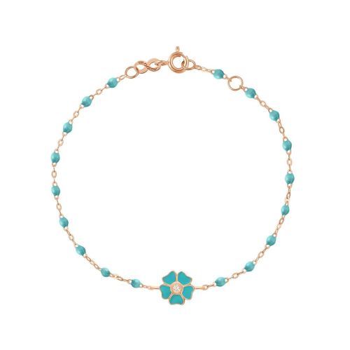 GIGI VOYAGE BRACELET OR ROSE FLEUR TURQUOISE DIAMANTS