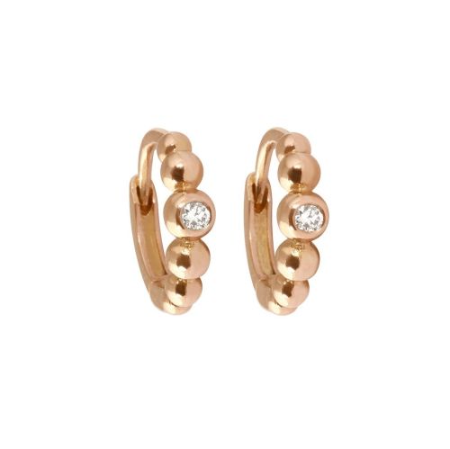 GIGI CLASSIQUE BOUCLES D'OREILLES OR ROSE DIAMANTS