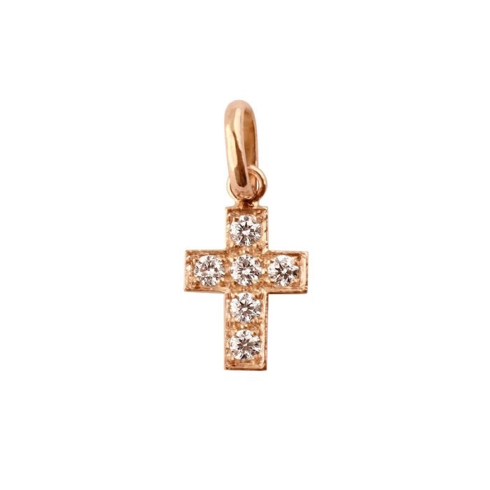 GIGI PENDENTIF OR ROSE CROIX DIAMANTS