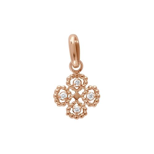 GIGI PENDENTIF OR ROSE TRÈFLE LUCKY DIAMANTS