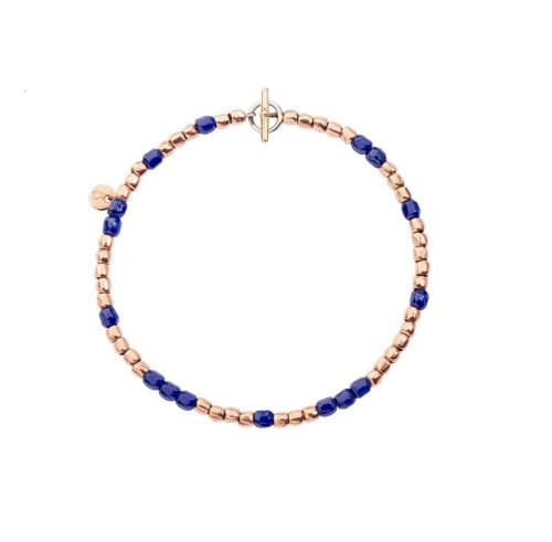 DODO MINI GRANELLI BRACCIALE ORO ROSA E BLUE CERAMIC