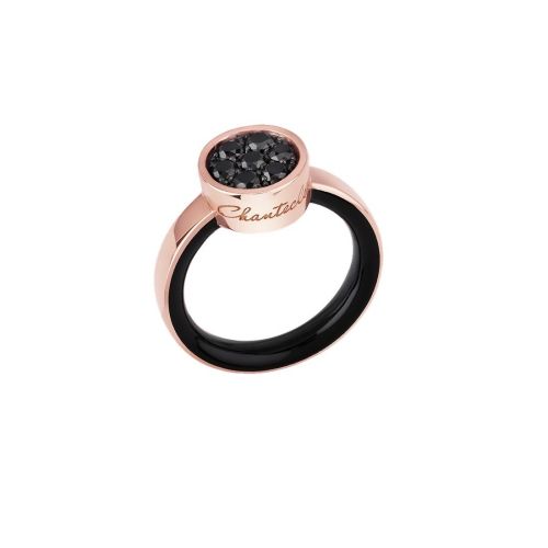  CHANTECLER PAILLETTES ANELLO ORO ROSA DIAMANTI NERI