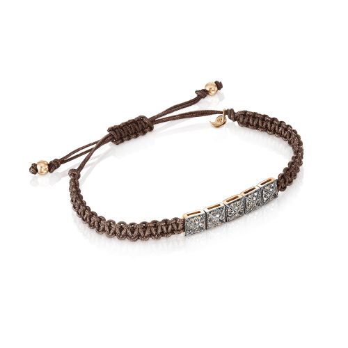 CERVERA CAMDEM PINK GOLD BRACELET BROWN DIAMONDS