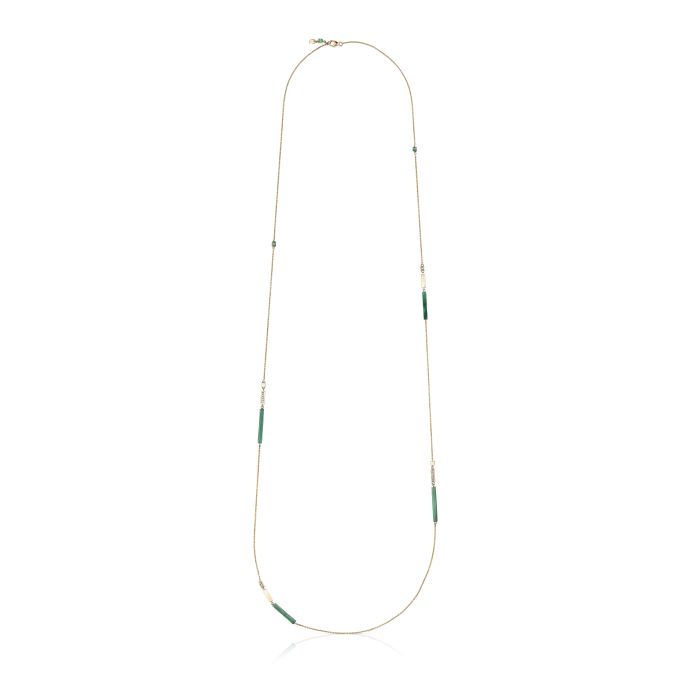 CERVERA CHIC WINTER PINK GOLD NECKLACE MALACHITE DIAMOND