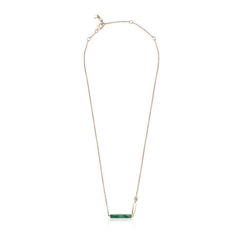 CERVERA CHIC WINTER PINK GOLD NECKLACE MALACHITE DIAMOND