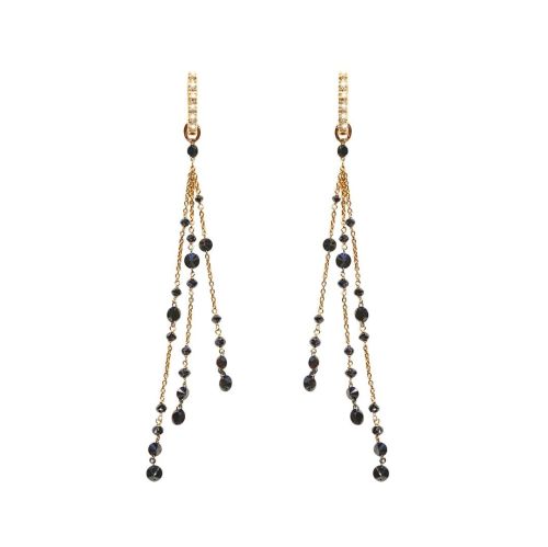 CERVERA PETIT FOUR PINK GOLD EARRINGS BLACK DIAMONDS