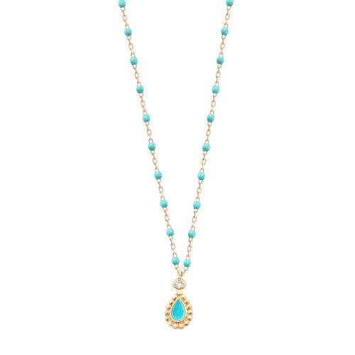 GIGI LUCKY CASHMERE COLLIER OR ROSE TURQUOISE DIAMANT 42CM