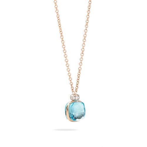 POMELLATO NUDO COLLANA TOPAZIO SKY BLUE E DIAMANTI