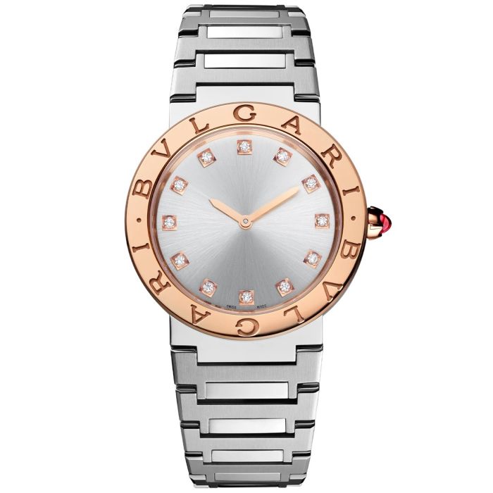 BULGARI BULGARI 33MM PINK GOLD DIAMONDS SILVER