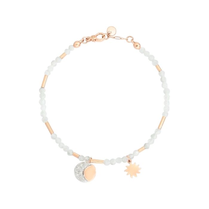 DODO MOON & SUN BRACCIALE ORO ROSATO MOONSTONE E DIAMANTI