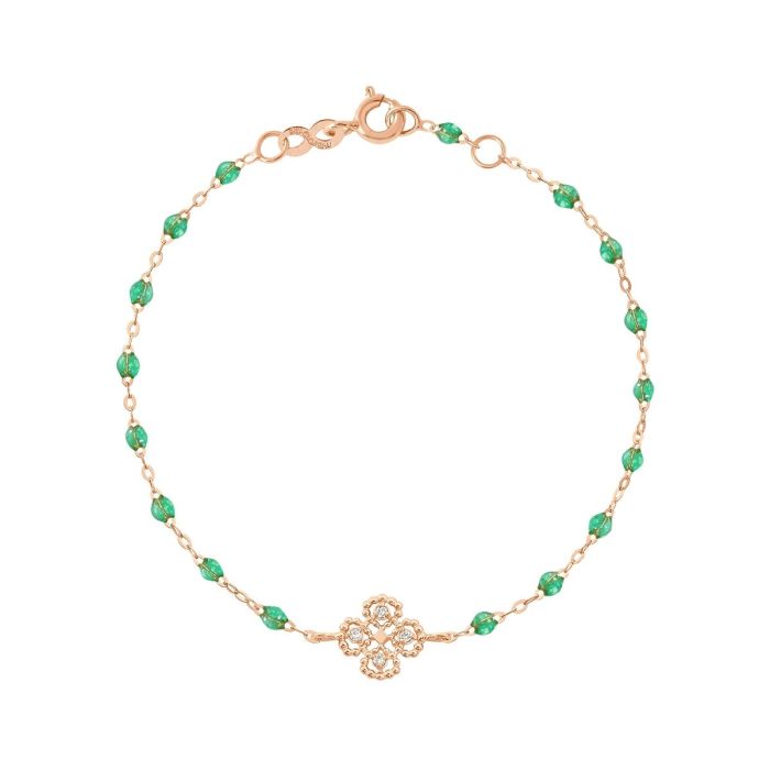 GIGI SUPRÊME BRACELET OR ROSE MENTHE TRÈFLE DIAMANTS 17CM