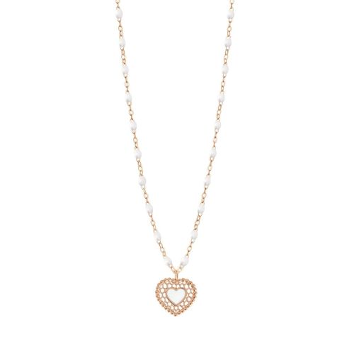 GIGI CLASSIQUE COLLIER OR ROSE BLANCHE 42CM