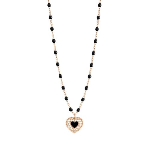 GIGI CLASSIQUE COLLIER OR ROSE NOIRE 42CM