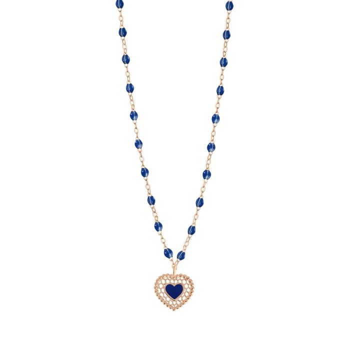 GIGI CLASSIQUE COLLIER OR ROSE BLEU DE PRUSSE42CM