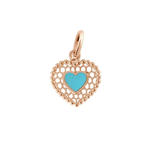 GIGI PENDENTIF OR ROSE CŒUR TURQUOISE