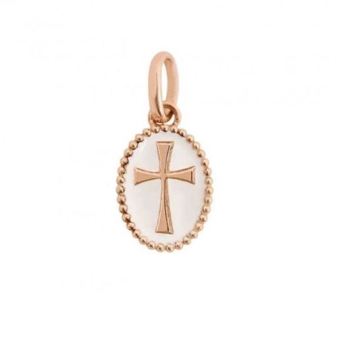 GIGI PENDENTIF CROIX OR ROSE BLANC