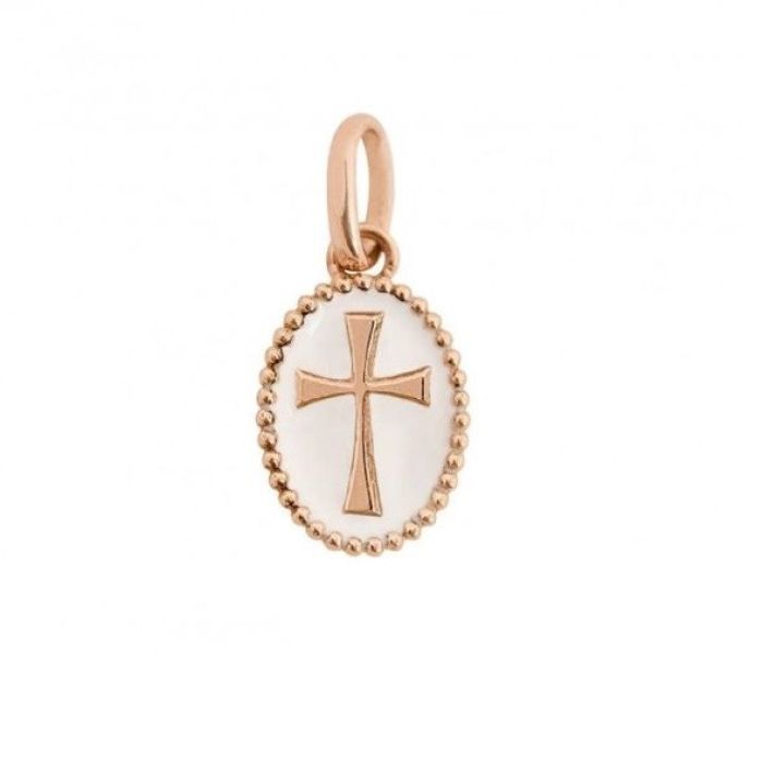 GIGI PENDENTIF CROIX OR ROSE BLANC