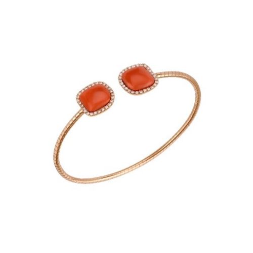 CHANTECLER BRACCIALE ORECCHINI ORO ROSA CORALLO ROSO DIAMANTI